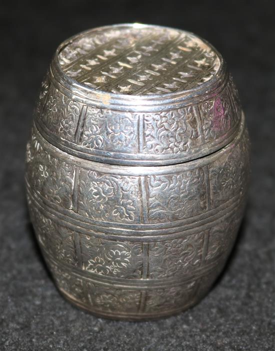 Unmarked 18th Century silver pounce pot(-)